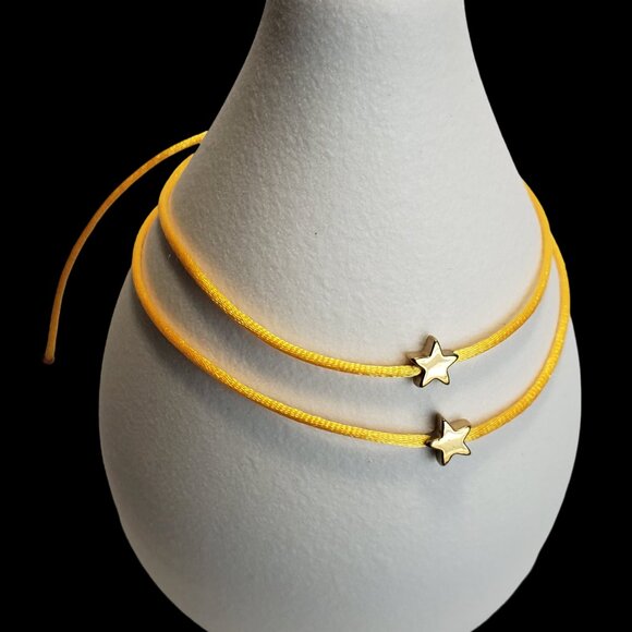 SET of 2 LUCKY STAR Yellow String Kabbalah Tibetan Buddhist Adjustable BRACELET - Picture 4 of 5